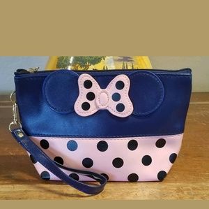 Minnie Mouse Bow Cosmetic Bag Pink and Navy